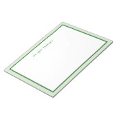 Bloc-note Simple Moderne Monogramme Bordure Deux Tons Vert (Incliné)
