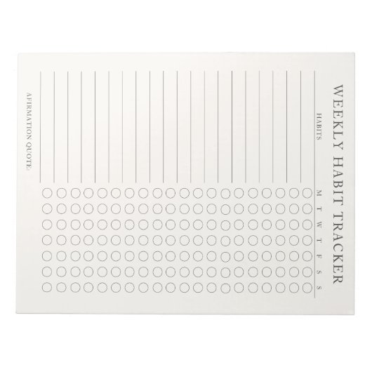 Bloc-note Simple Moderne Weekly Habit Tracker Tearaway Bloc- (Devant)