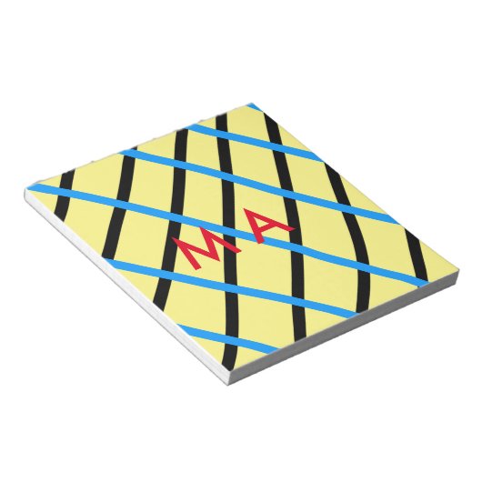 Bloc-note Simple monogramme ajouter votre nom lettre man min (Incliné)
