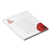 Bloc-note Simple Monogrammé Coquelicot Rouge Ligné  (Incliné)