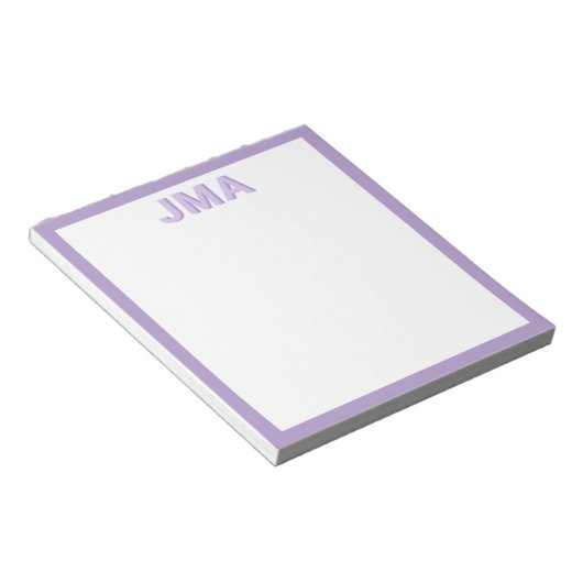 Bloc-note Simple Monogramme violet moderne (Incliné)