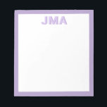 Bloc-note Simple Monogramme violet moderne<br><div class="desc">Créez votre propre papeterie monographique personnalisée avec vos initiales personnalisées ou votre nom dans la typographie minimaliste moderne.</div>
