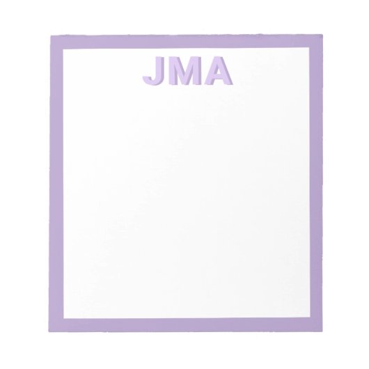 Bloc-note Simple Monogramme violet moderne (Devant)