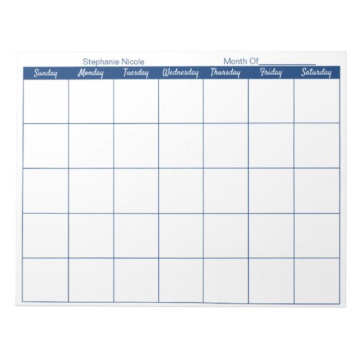 Bloc-note Simple Navy Blue Mince Bordure Nom Planificateur m (Devant)