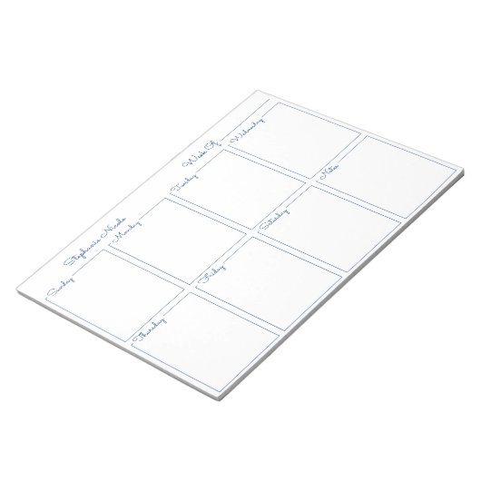 Bloc-note Simple Navy Blue Thin Border Weekly Planner (Incliné)