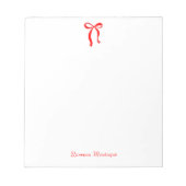 Bloc-note Simple Neon Red Bow Script Custom Name Script (Devant)