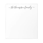 Bloc-note Simple Noir Blanc Calligraphie Nom de famille (Devant)