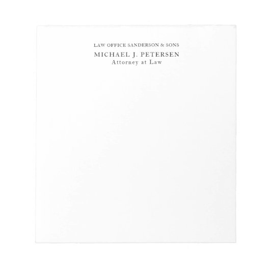 Bloc-note Simple nom personnalisé classique noir et blanc (Devant)