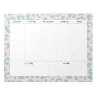 Bloc-note Simple Pale Rose et Aqua Leopard Planificateur heb