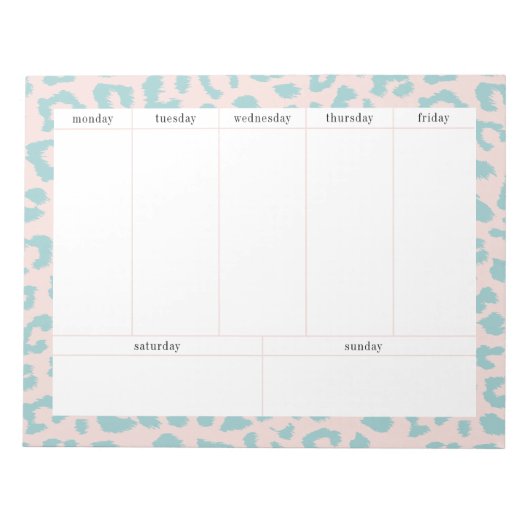Bloc-note Simple Pale Rose et Aqua Leopard Planificateur heb (Devant)