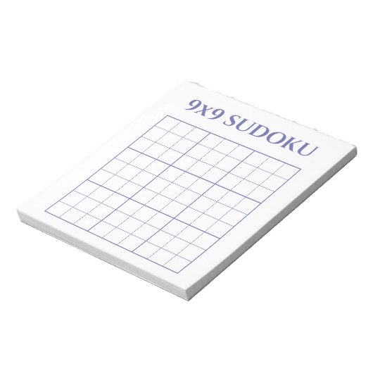 Bloc-note Simple Periwinkle et blanc 9x9 Modèle Sudoku (Tourné)