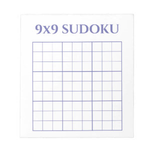 Bloc-note Simple Periwinkle et blanc 9x9 Modèle Sudoku