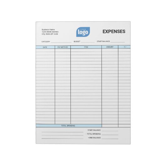 Bloc-note Simple Personalized Logo Business Expenses Notepad (Tourné)