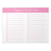 Bloc-note Simple Pink 8.5x11 Two Column Checklist (Devant)