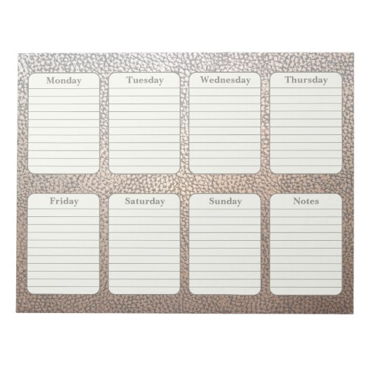 Bloc-note Simple Planificateur Hebdomadaire Faux Tear Away (Devant)