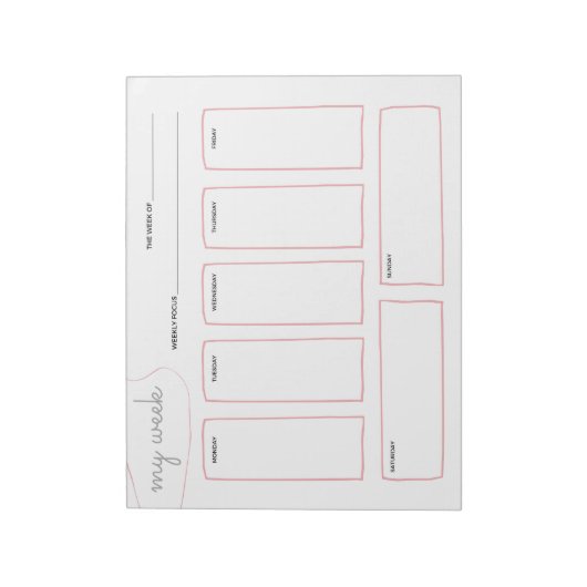 Bloc-note Simple planificateur hebdomadaire simple et épuré (Tourné)