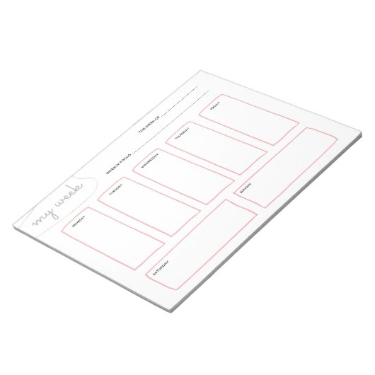 Bloc-note Simple planificateur hebdomadaire simple et épuré (Incliné)