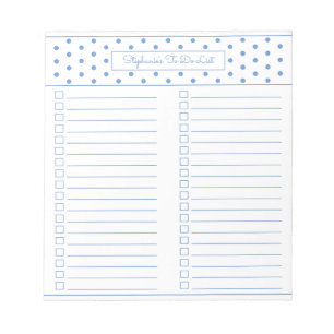 Bloc-note Simple Polka Dot Light Blue Two Column Checklist