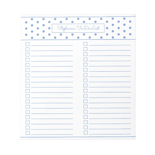 Bloc-note Simple Polka Point Bleu clair Deux colonnes Liste (Devant)