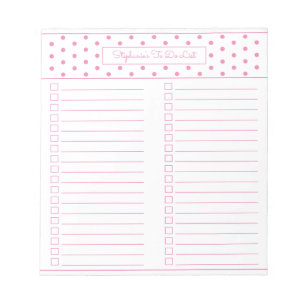 Bloc-note Simple Polka Point Rose Deux Colonnes À Faire Lis