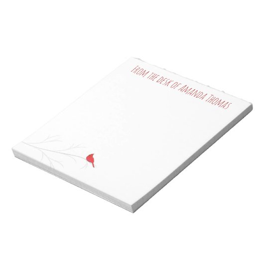 Bloc-note Simple Red Cardinal Winter Elegant Birch Tree (Tourné)