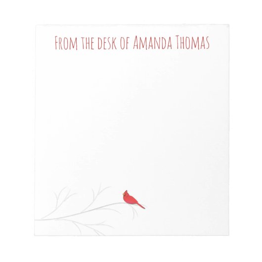 Bloc-note Simple Red Cardinal Winter Elegant Birch Tree (Devant)