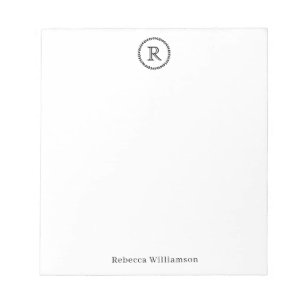 Bloc-note Simple Rustique moderne minimaliste Monogramme Wre