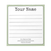 Bloc-note Simple Sage Green Retro Ajouter Votre Nom Linked (Devant)