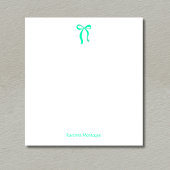 Bloc-note Simple Seafoam Green Bow Script Custom Name Script
