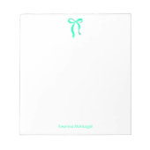 Bloc-note Simple Seafoam Green Bow Script Custom Name Script (Devant)