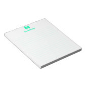 Bloc-note Simple Seafoam Vert Ruban Script Nom personnalisé (Incliné)