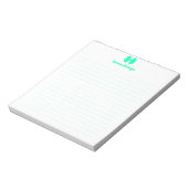 Bloc-note Simple Seafoam Vert Ruban Script Nom personnalisé (Tourné)