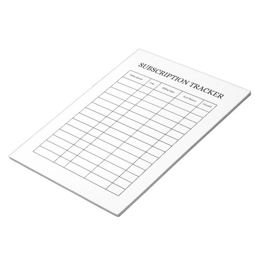 Bloc-note SIMPLE Subscription Tracker Notepad (Incliné)