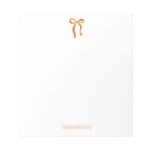 Bloc-note Simple Sunset Orange Bow Script Custom Name Script (Devant)