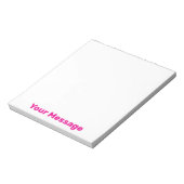 Bloc-note Simple Votre Message Texte Rose Foncé Blanc (Tourné)