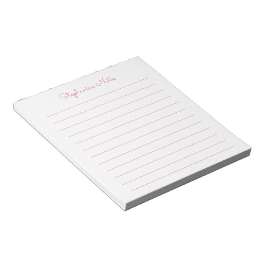 Bloc-note Simplement Élégant Clair Rose Linne Personnalisé (Incliné)