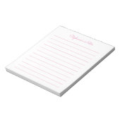 Bloc-note Simplement Élégant Clair Rose Linne Personnalisé (Tourné)