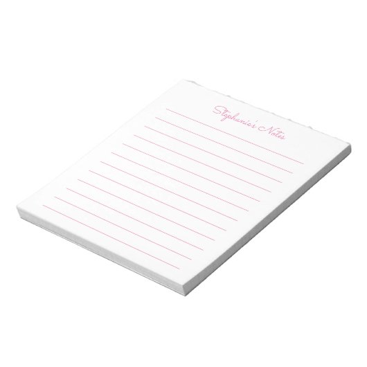 Bloc-note Simplement Élégant Clair Rose Linne Personnalisé (Tourné)