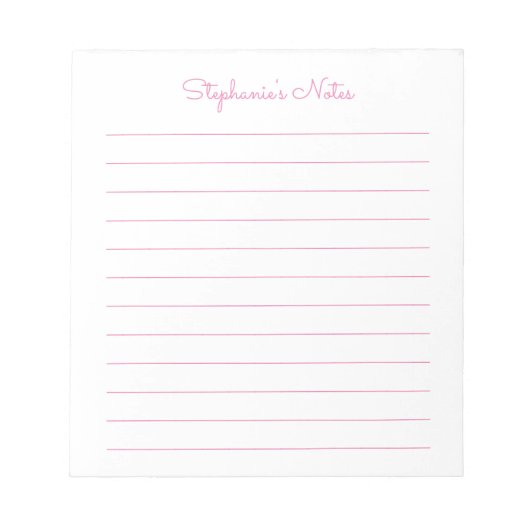 Bloc-note Simplement Élégant Clair Rose Linne Personnalisé (Devant)