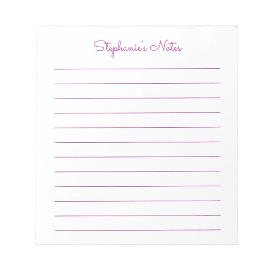 Bloc-note Simplement Élégant Rose Foncé Personnalisé (Devant)