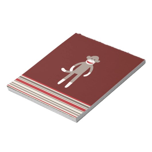 Bloc-note Singe à queue mignonne sur rouge avec des rayures (Tourné)