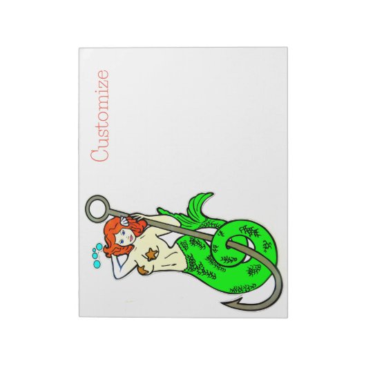 Bloc-note sirène à queue verte rousse (Tourné)