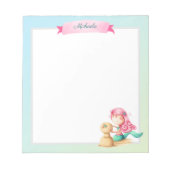 Bloc-note Sirène pastel personnalisée aux cheveux roses (Devant)