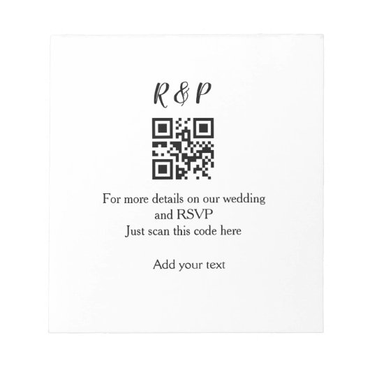 Bloc-note site web de mariage rsvp q r code ajouter nom text (Devant)