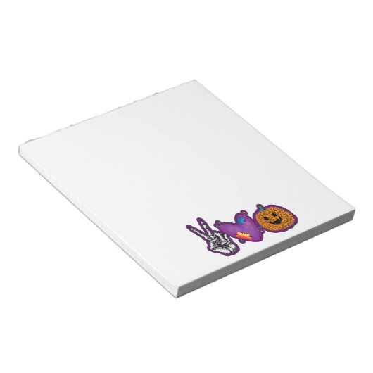 Bloc-note Skeleton Citrouille Peace Love Halloween (Incliné)