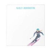 Bloc-note Ski aquarelle personnalisé (Devant)