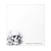 Bloc-note Skull with roses watercolor painting (Devant)