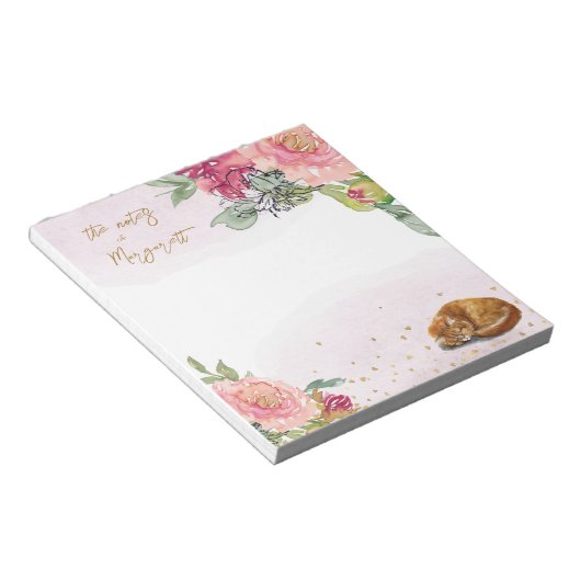 Bloc-note Sleepy Cat Illustration Girl Daily Activity Notes (Incliné)