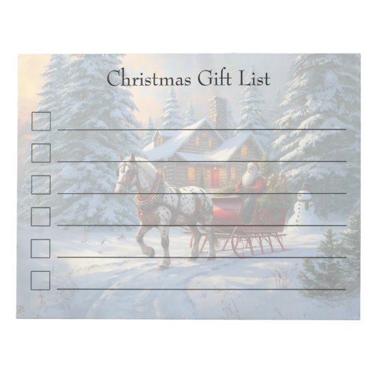 Bloc-note Sleigh Père Noël à cheval de Noël (Devant)
