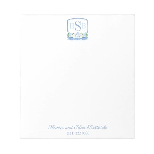 Bloc-note Smart 3 Lettre Monogram Hydrangea Ginger Jar Crest (Devant)